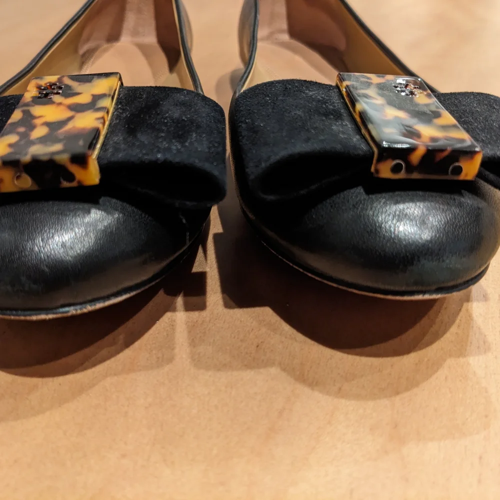 EUC Tory Burch Women's Chase Nappa Leather Bow Tie Ballet Flat - Size 9 - Picture 3 of 4